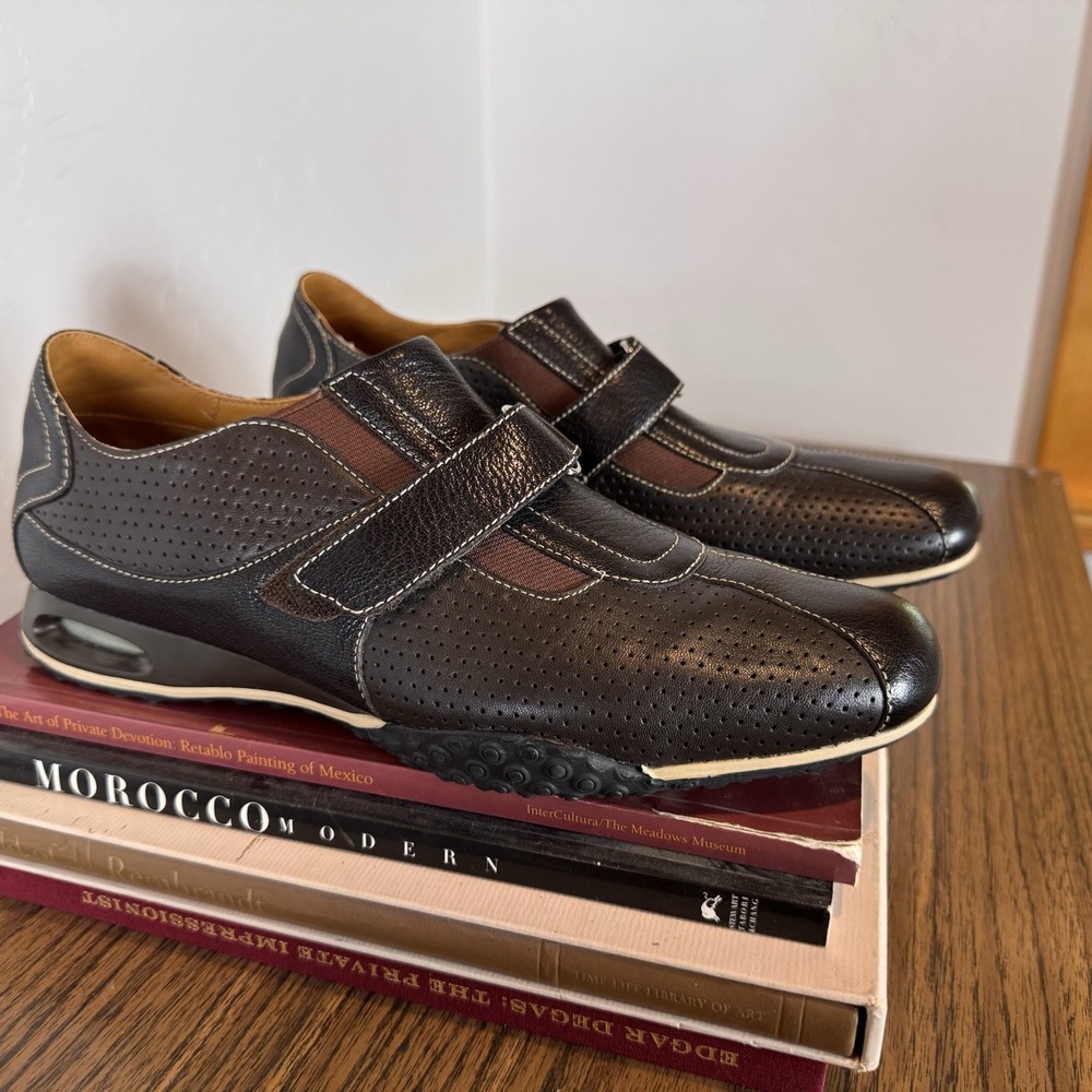 Cole Hann & Nike Collab Leather Loafers Shoes Brown Perforated Strap Size 9M